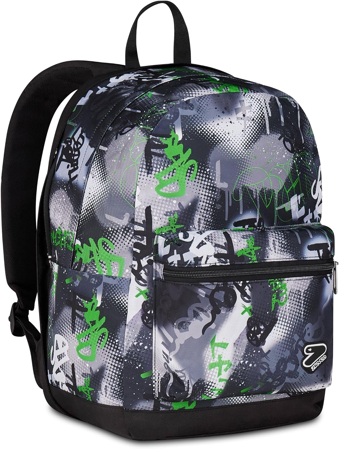 Seven Zaino Scuola Reversibile, Grigio e Verde, Zaino Doppio Scomparto Con Auricolari Wireless, Tasca Porta PC e Tasca Porta Borraccia