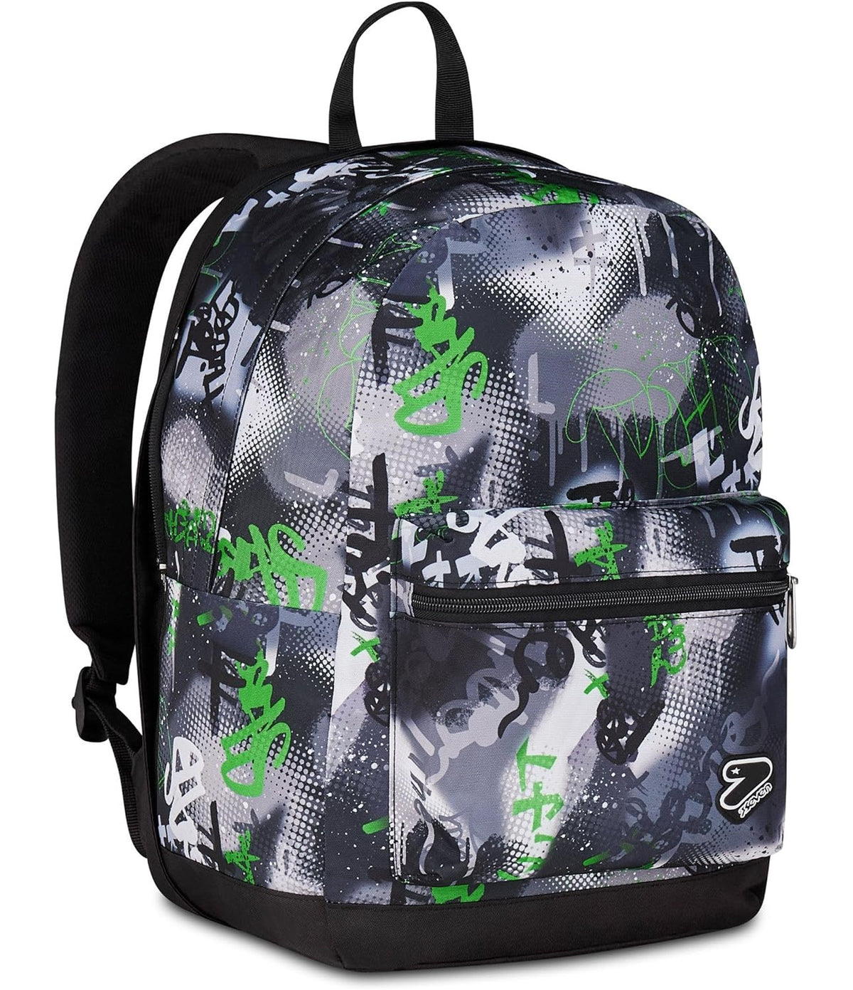 Seven Zaino Scuola Reversibile, Grigio e Verde, Zaino Doppio Scomparto Con Auricolari Wireless, Tasca Porta PC e Tasca Porta Borraccia