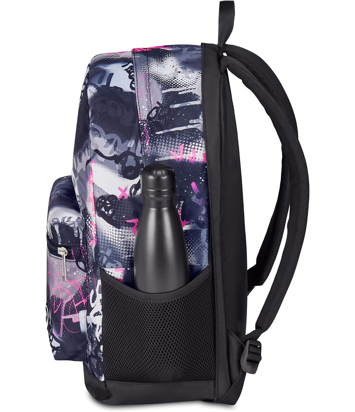 Seven Zaino Scuola Reversibile, Grigio e Fucsia, Zaino Doppio Scomparto Con Auricolari Wireless, Tasca Porta PC e Tasca Porta Borraccia