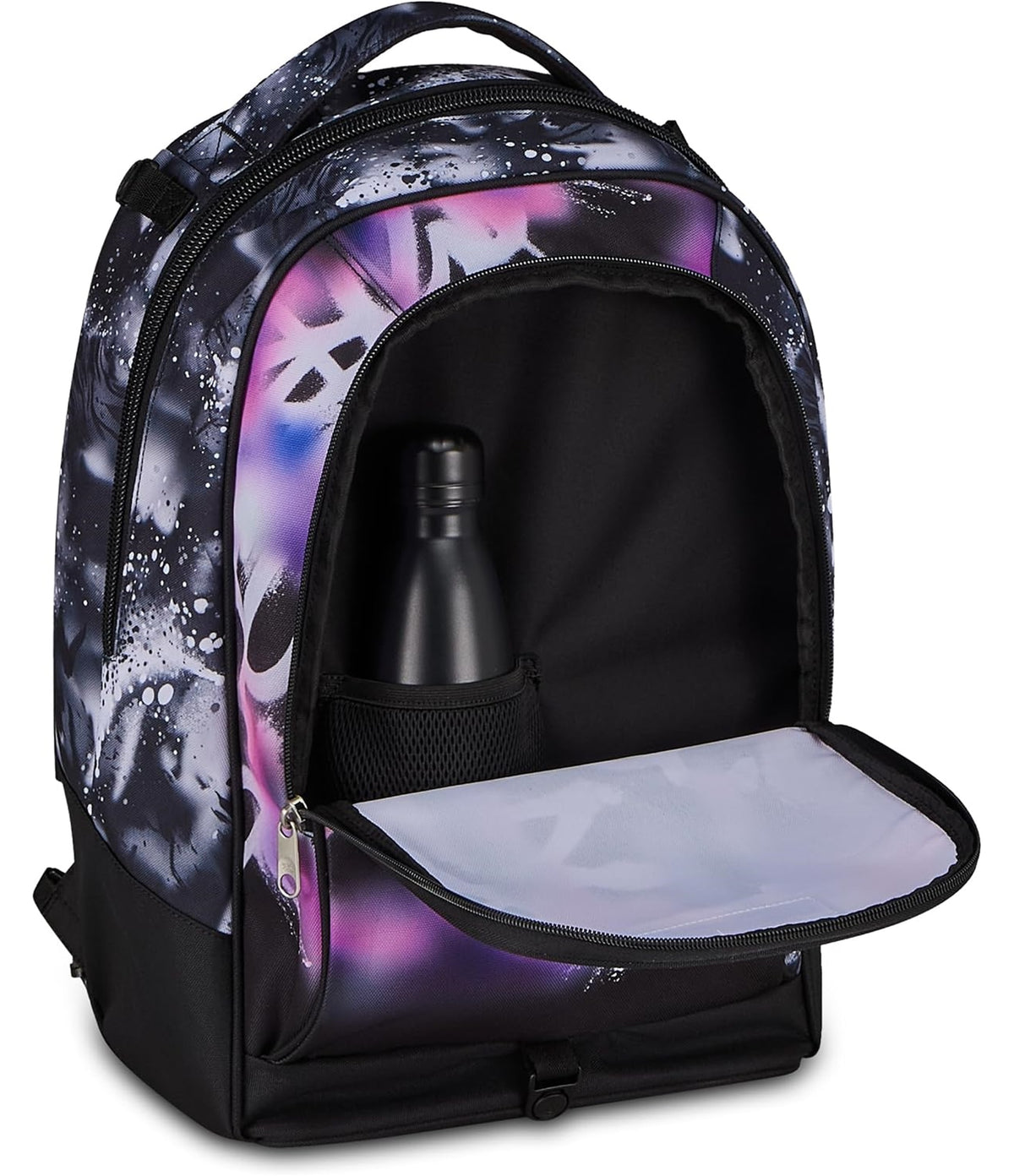 Seven Trolley Scuola Jack 8 Ruote BUZZY NOTE GIRL, Nero, 34 L, Scomponibile, 3 in 1, Tasche multifunzione, Cross-over System, Barra telescopica regolabile, Scuola elementare e media