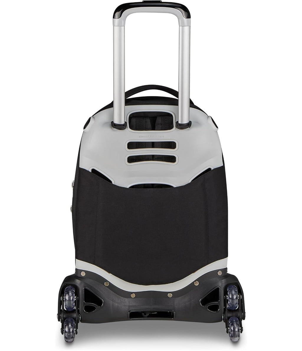 Seven Trolley Scuola Jack 8 Ruote PLUMPY LINE BOY, Nero, 34 L, Scomponibile, 3 in 1, Tasche multifunzione, Cross-over System, Barra telescopica regolabile, Scuola elementare e media, Bambini e ragazzi