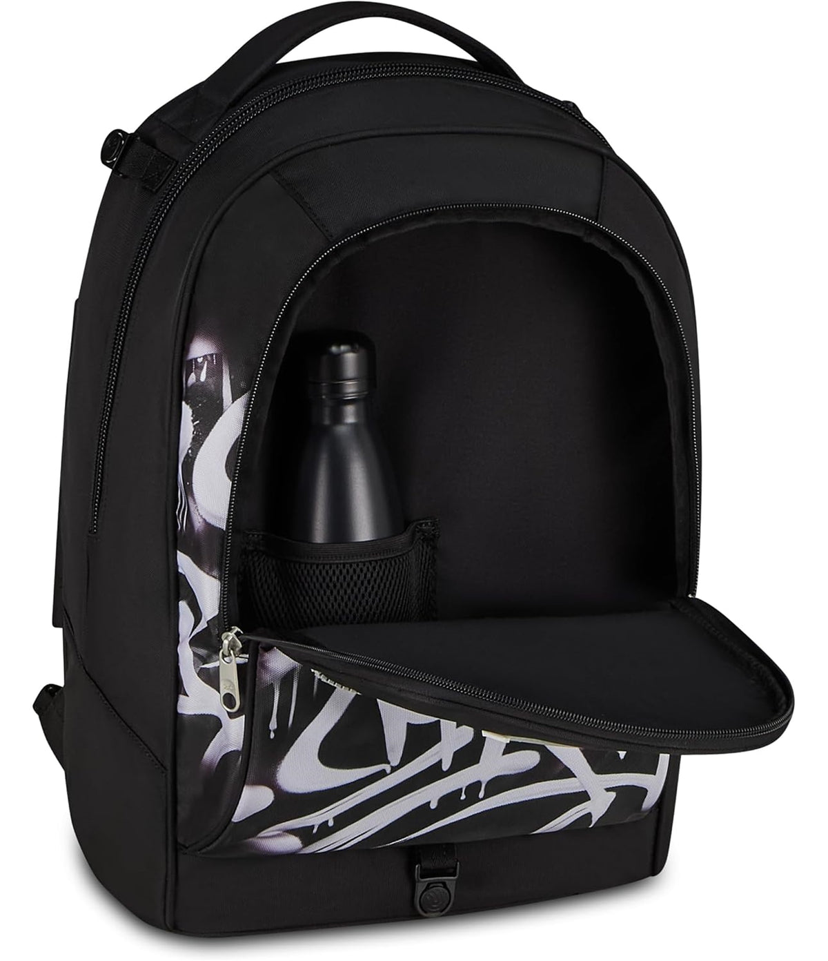 Seven Trolley Scuola Jack 8 Ruote PLUMPY LINE BOY, Nero, 34 L, Scomponibile, 3 in 1, Tasche multifunzione, Cross-over System, Barra telescopica regolabile, Scuola elementare e media, Bambini e ragazzi