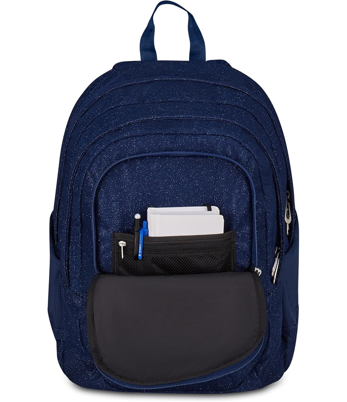 Seven Zaino Scuola SHINY TECH, Doppio Scomparto, Blu, Glitter, 30 L, Tasca frontale, Tasca portaborraccia, Scomparto porta pc, Scuola elementare, media e superiore