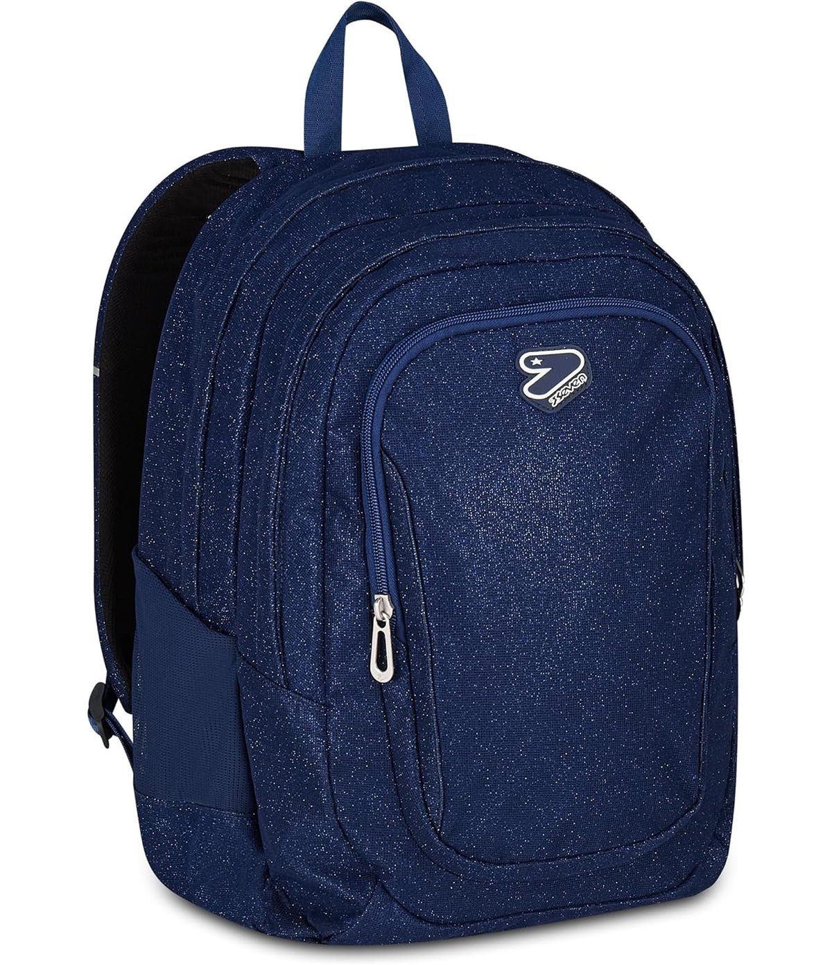 Seven Zaino Scuola SHINY TECH, Doppio Scomparto, Blu, Glitter, 30 L, Tasca frontale, Tasca portaborraccia, Scomparto porta pc, Scuola elementare, media e superiore