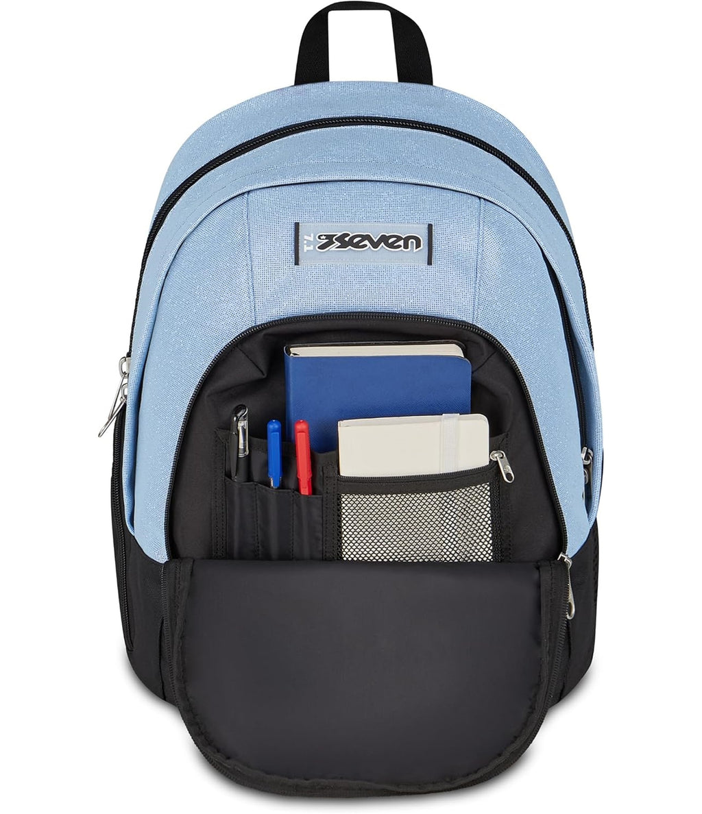 Seven Trolley Scuola Comby 8 ruote MADE OF STARS, Grigio, Effetto brillantini, 31 L, Scomponibile, Uso zaino, Barra telescopica, Tasca attrezzata, Tasca porta pc, Scuola elementare e media