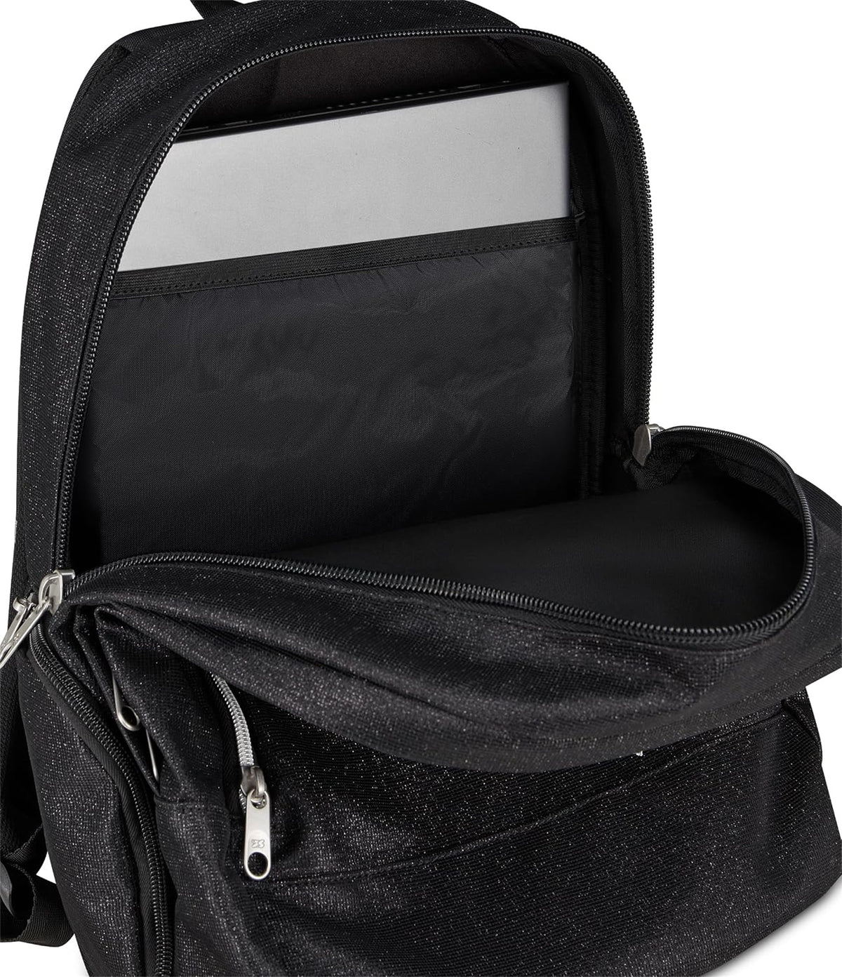 Seven Trolley Scuola Comby 8 ruote MADE OF STARS, Nero, Effetto brillantini, 31 L, Scomponibile, Uso zaino, Barra telescopica, Tasca attrezzata, Tasca porta pc, Scuola elementare e media
