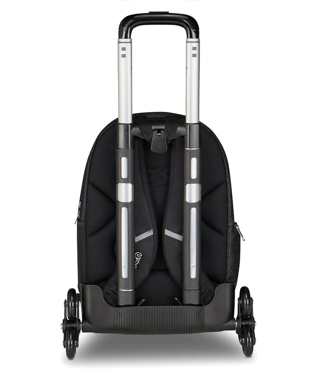 Seven Trolley Scuola Comby 8 ruote MADE OF STARS, Nero, Effetto brillantini, 31 L, Scomponibile, Uso zaino, Barra telescopica, Tasca attrezzata, Tasca porta pc, Scuola elementare e media