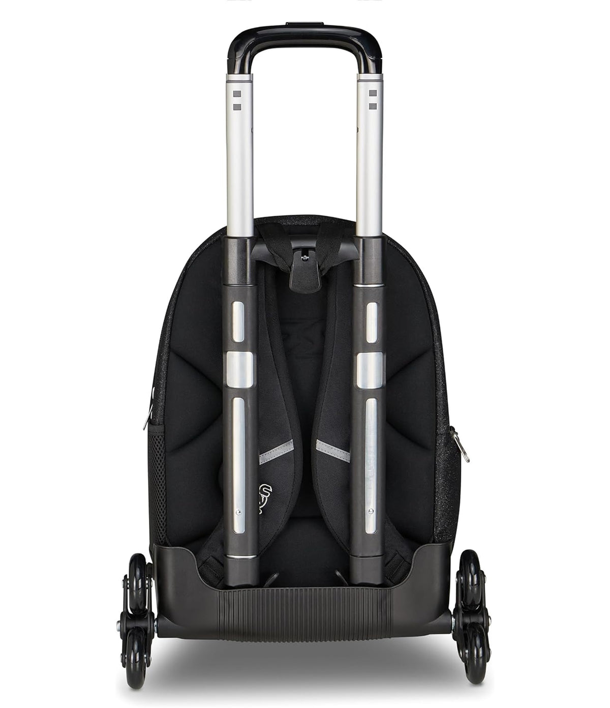 Seven Trolley Scuola Comby 8 ruote MADE OF STARS, Nero, Effetto brillantini, 31 L, Scomponibile, Uso zaino, Barra telescopica, Tasca attrezzata, Tasca porta pc, Scuola elementare e media