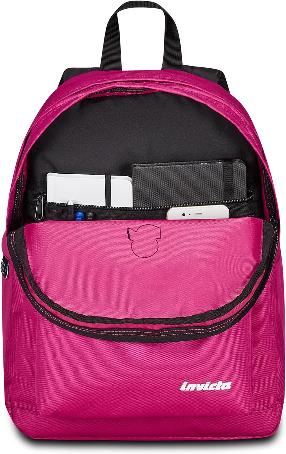 Invicta Zaino Scuola Lab Plain, Fucsia, Zaino Doppio Scomparto Con Tasca Porta PC o Tablet, Tasca Porta Borraccia e Tasca Con Organizer