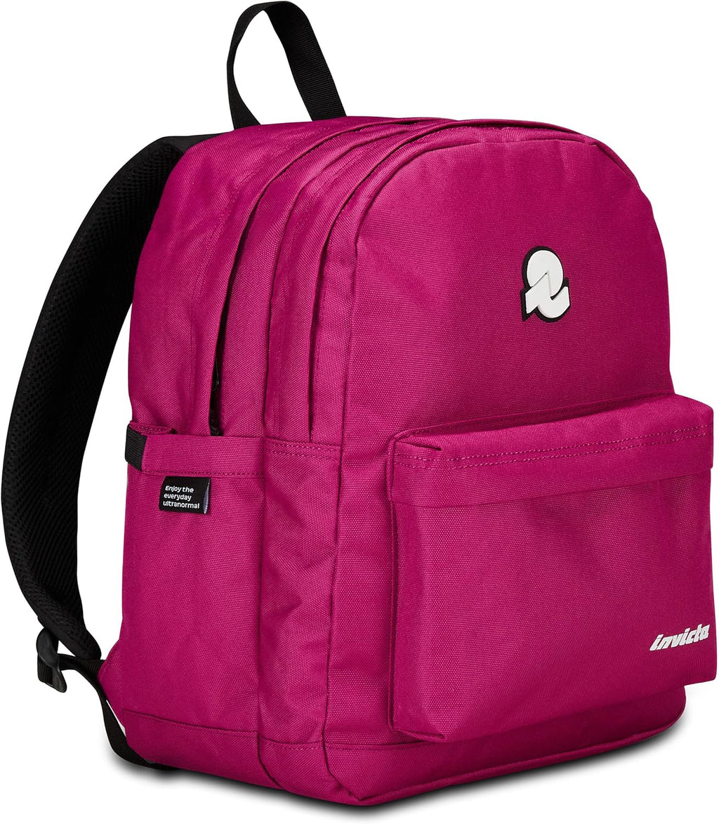 Invicta Zaino Scuola Lab Plain, Fucsia, Zaino Doppio Scomparto Con Tasca Porta PC o Tablet, Tasca Porta Borraccia e Tasca Con Organizer