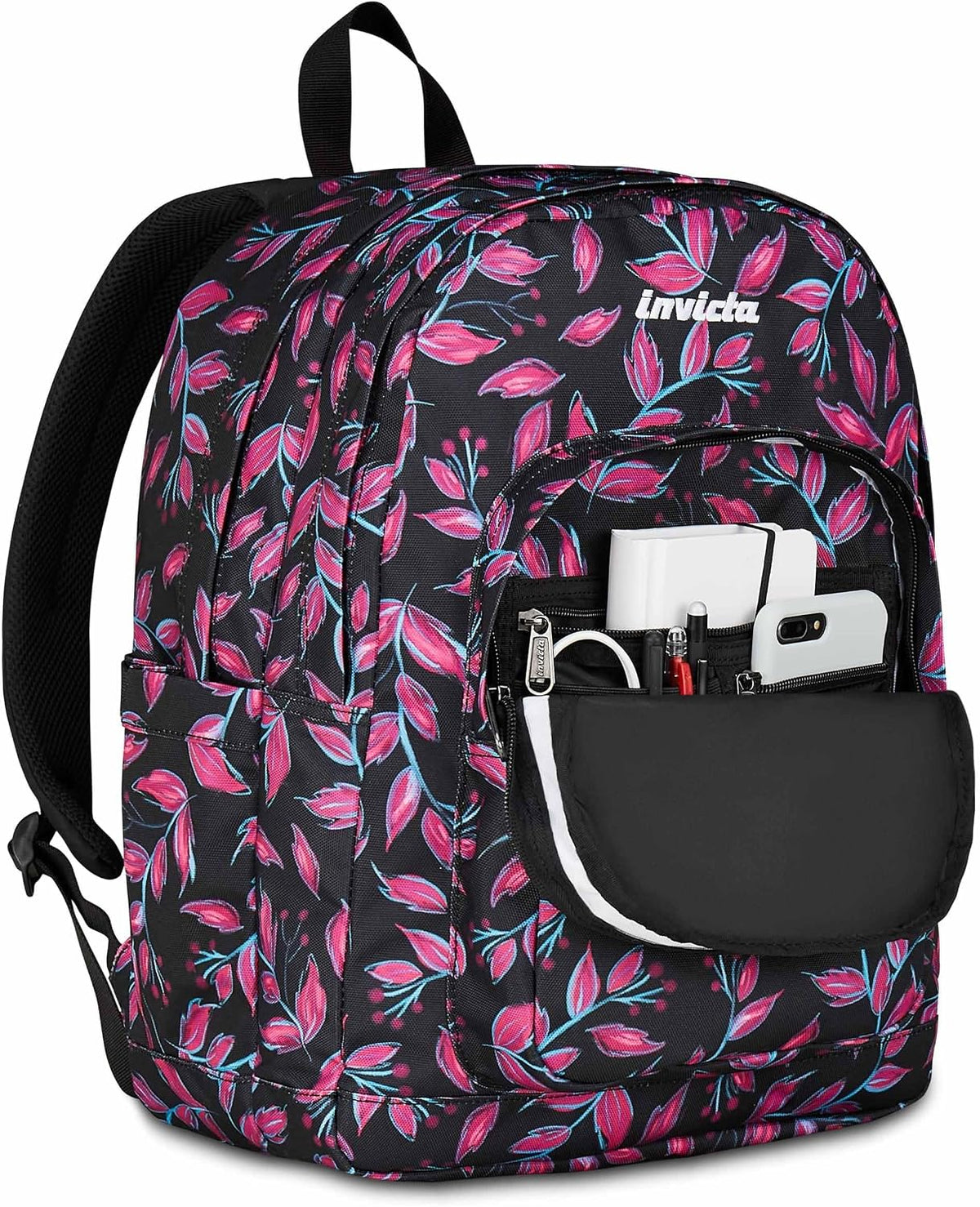 Invicta Zaino Scuola Jelek, Rosa, Doppio Scomparto Con Tasca per PC e Tasca per Borraccia, 34 lt, Scuola Media e Superiore