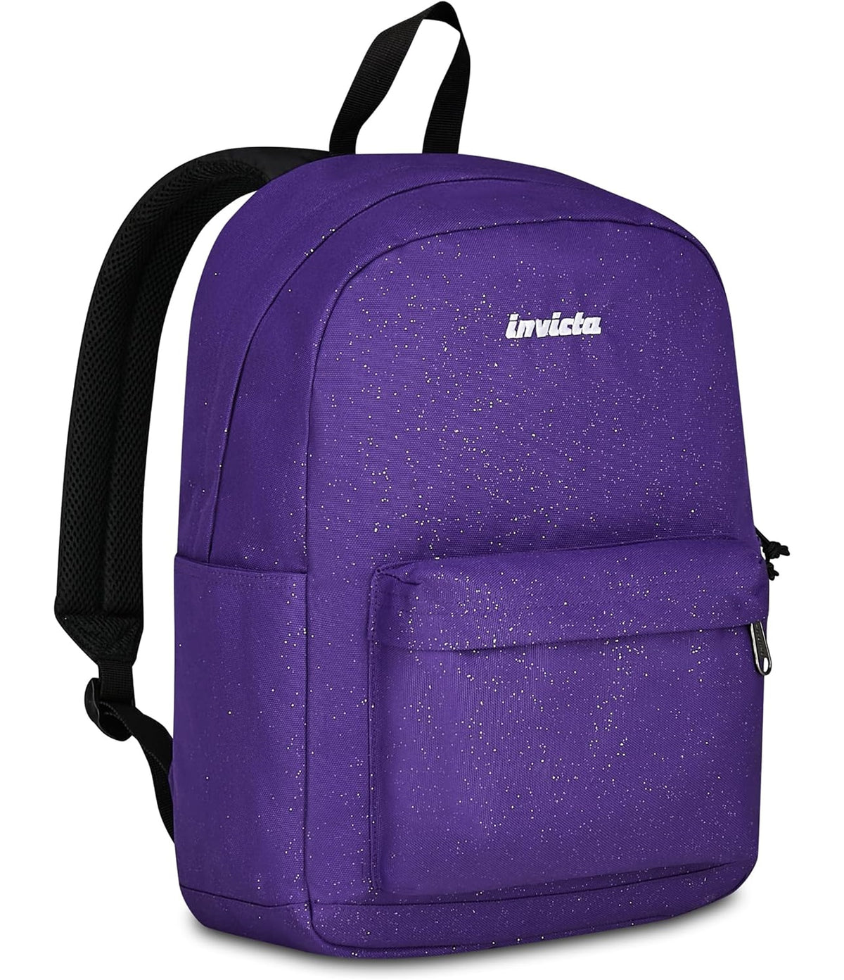 Invicta Zaino Scuola Carlson Shine, Viola, 24 L, Effetto brillantini, Monoscomparto, Tasca interna con zip, Scomparto porta pc ablet, Tasca laterale portaborraccia, Scuola media e superiore
