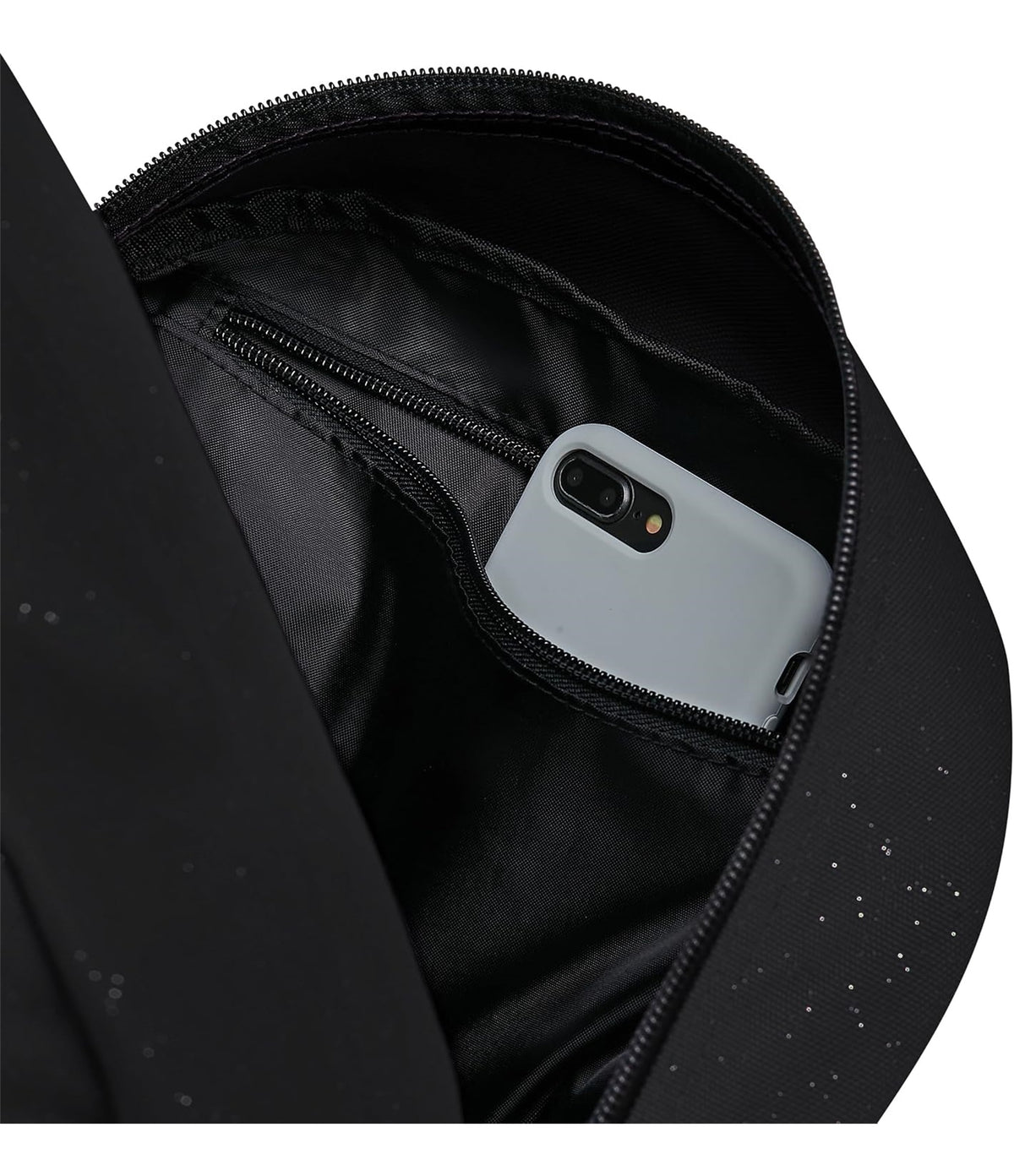Invicta Zaino Scuola Carlson Shine, Nero, 24 L, Effetto brillantini, Monoscomparto, Tasca interna con zip, Scomparto porta pc ablet, Tasca laterale portaborraccia, Scuola media e superiore