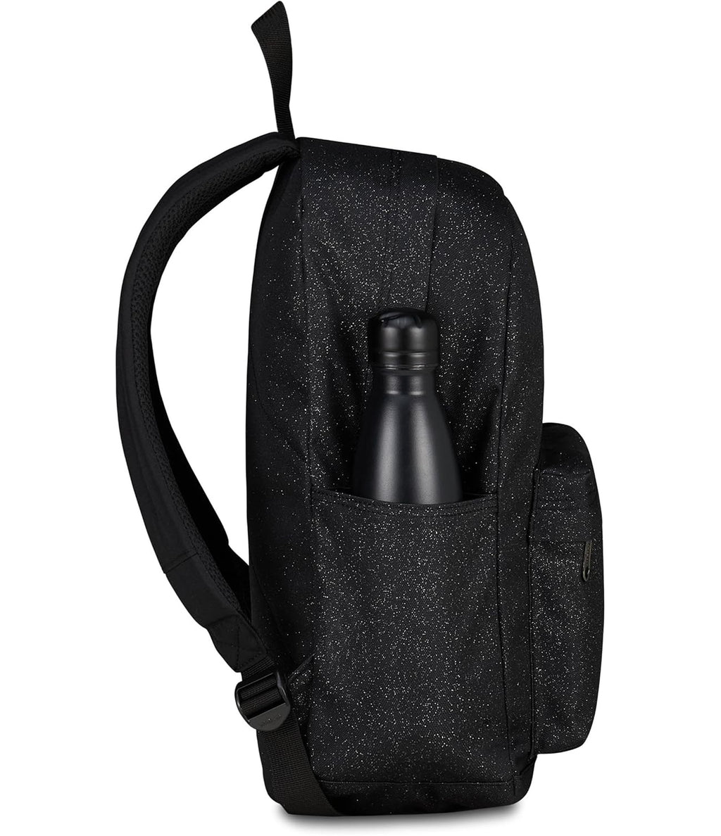Invicta Zaino Scuola Carlson Shine, Nero, 24 L, Effetto brillantini, Monoscomparto, Tasca interna con zip, Scomparto porta pc ablet, Tasca laterale portaborraccia, Scuola media e superiore