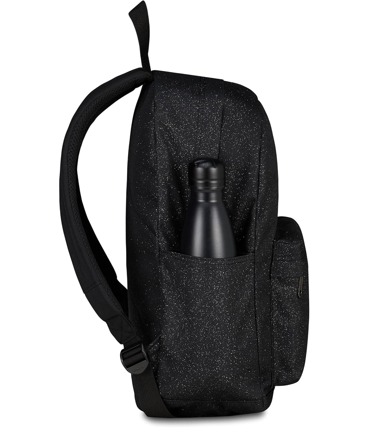 Invicta Zaino Scuola Carlson Shine, Nero, 24 L, Effetto brillantini, Monoscomparto, Tasca interna con zip, Scomparto porta pc ablet, Tasca laterale portaborraccia, Scuola media e superiore
