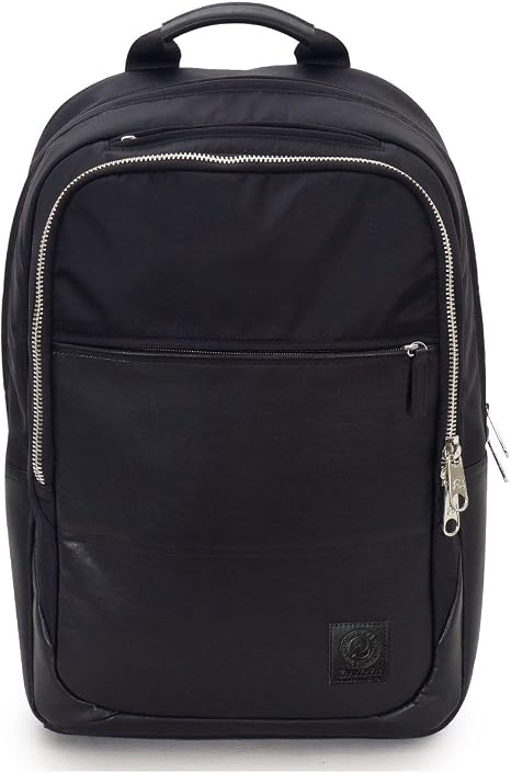 Invicta Zaino Ufficio Lavoro Biz M, Nero, Zaino In Pelle con Tasca Porta PC Portatile/Tablet e USB Plug, Tasche Multifunzione e Tasca con Organizer, Ufficio, Vaggio e Lavoro