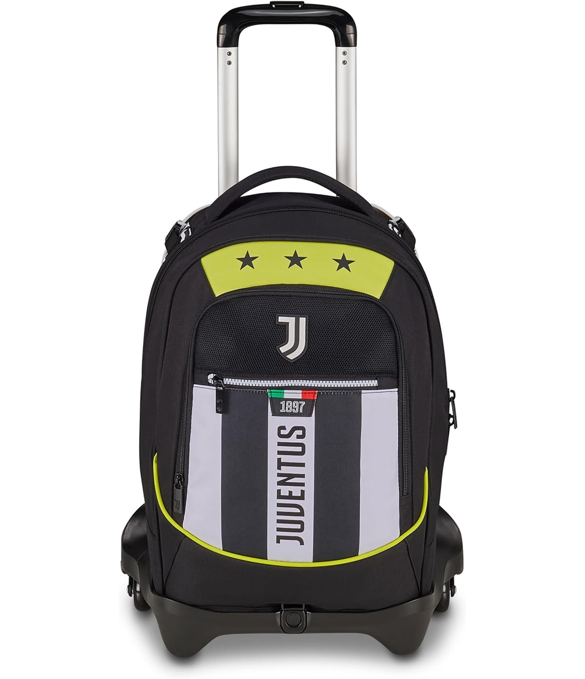 Seven Trolley Jack 3 Ruote Juventus, Bianco Nero, Zaino con Carrello Sganciabile da 33 Litri, con Tasca Frontale, Zainetto Staccabile, per Scuola Elementare e Medie