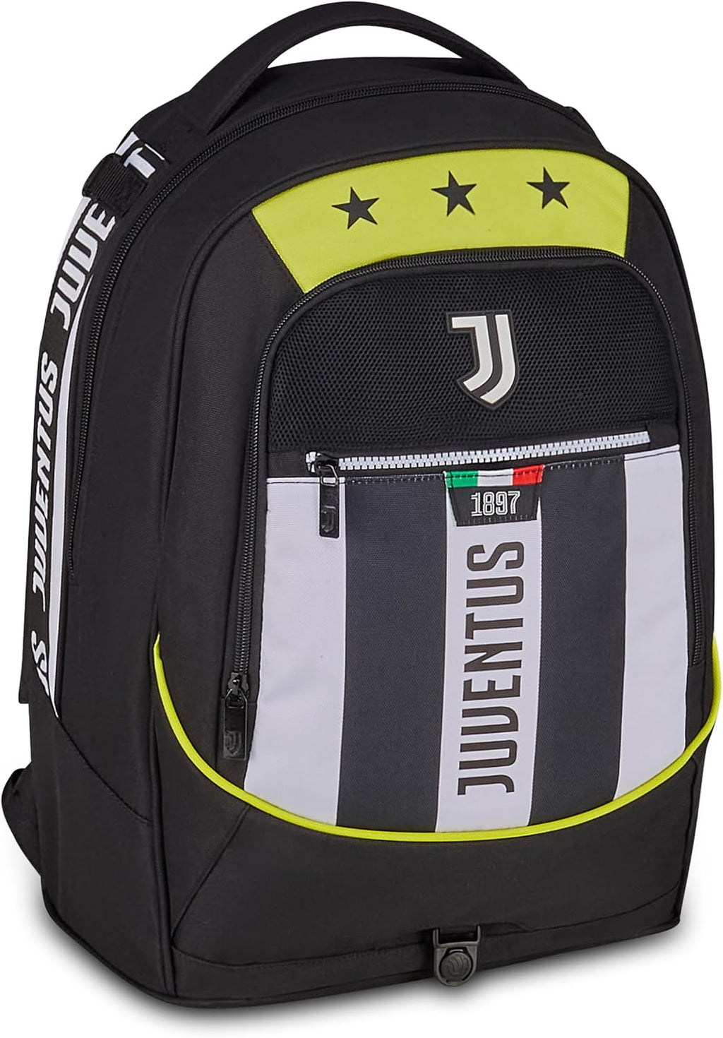 Seven Trolley Jack 3 Ruote Juventus, Bianco Nero, Zaino con Carrello Sganciabile da 33 Litri, con Tasca Frontale, Zainetto Staccabile, per Scuola Elementare e Medie