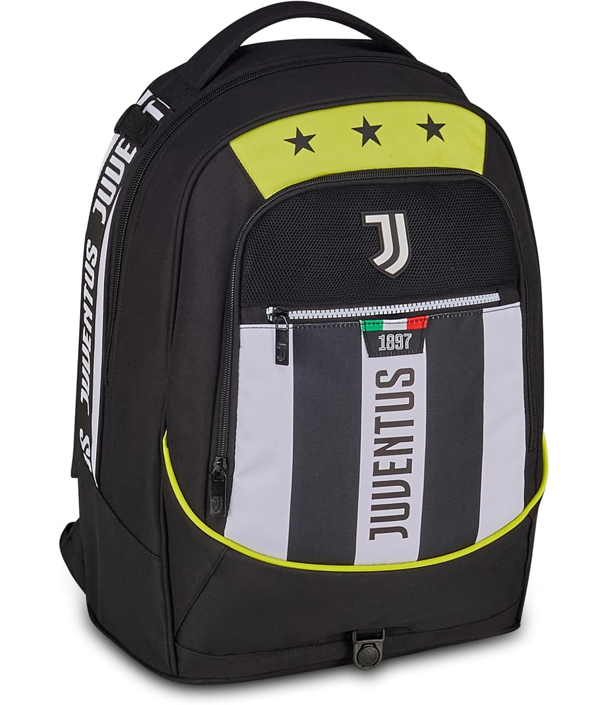 Seven Trolley Jack 3 Ruote Juventus, Bianco Nero, Zaino con Carrello Sganciabile da 33 Litri, con Tasca Frontale, Zainetto Staccabile, per Scuola Elementare e Medie