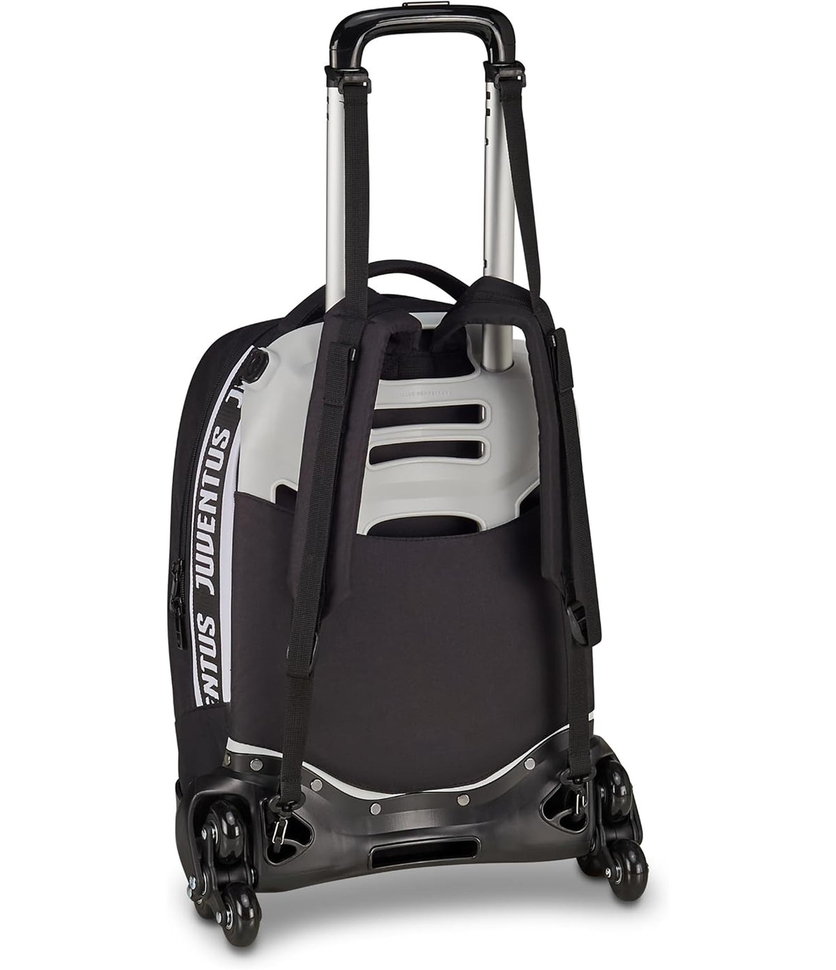 Seven Trolley Jack 3 Ruote Juventus, Bianco Nero, Zaino con Carrello Sganciabile da 33 Litri, con Tasca Frontale, Zainetto Staccabile, per Scuola Elementare e Medie