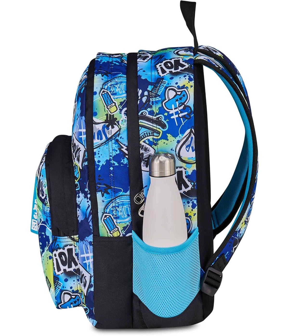 SJ GANG STYLE JAM GANG Zaino Scuola Doppio Scomparto, Sj Ever Cloudy Blue, Azzurro, 31 L, Con Tasca Porta Borraccia e Charm Staccabile, Elementari