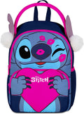 Seven Zaino LILO & STITCH all is bright, Blu oltremare, Apertura con zip, Orecchie e pon pon, Tasca portaborraccia, Prodotto ufficiale, Idea regalo bambini e adulti