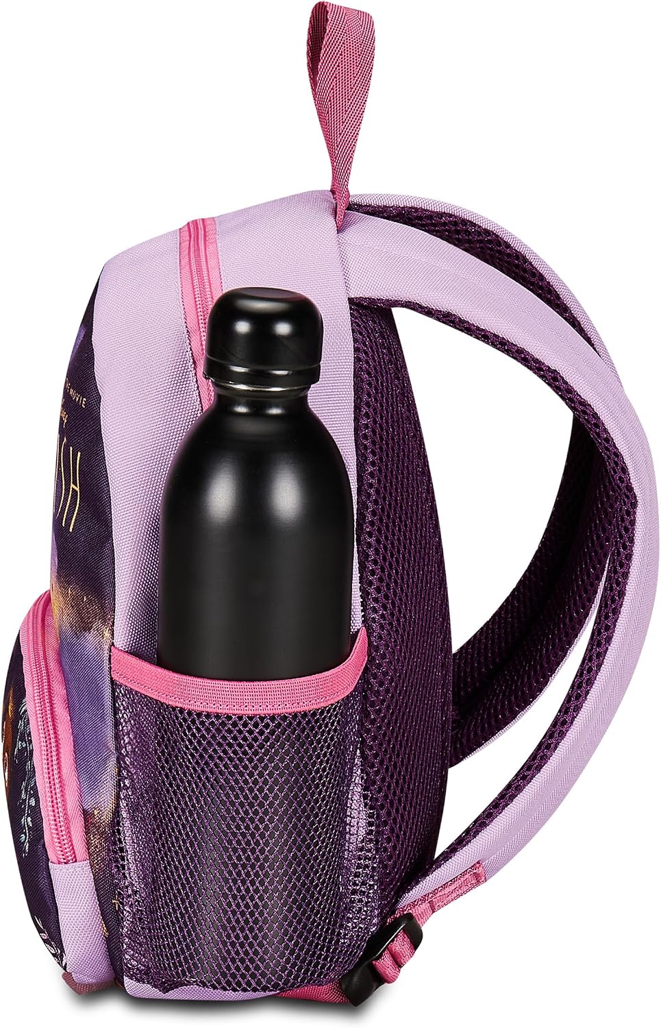 Disney Zaino Asilo Small, WISH, Lilla - Tasche Laterali Porta Borraccia, Tasca Frontale, Zainetto Asilo Bambina