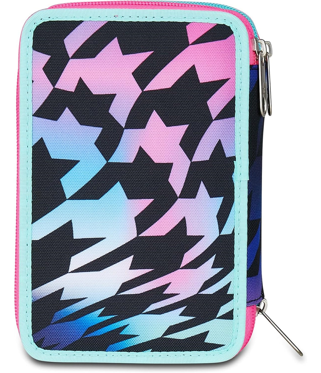 Seven Astuccio Scuola Elementare, 3 scomparti, Medie, con Matite, Pennarelli, Penne, 3 Zip, Glow Love