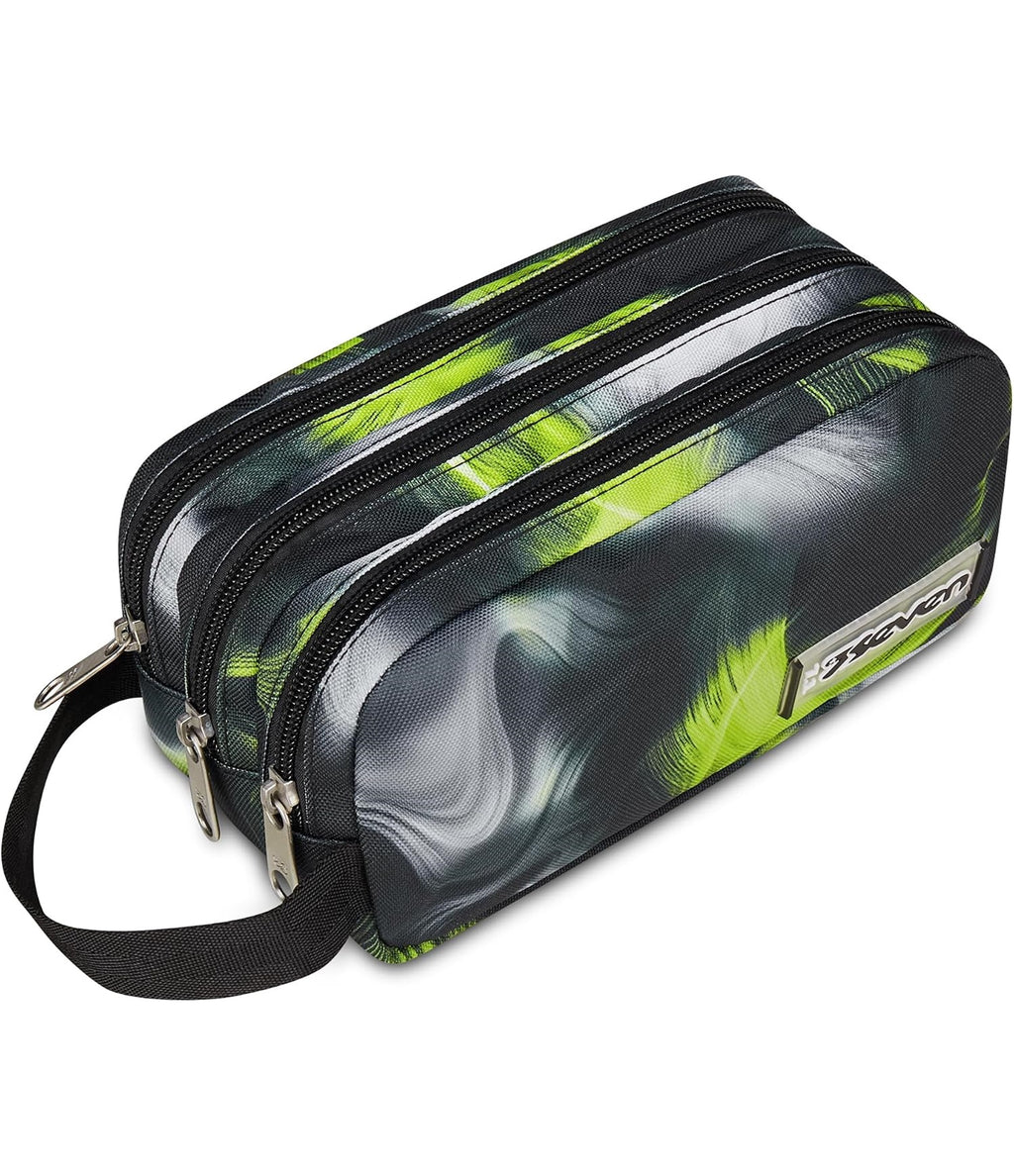 Seven Portapenne Scuola FREETHINK, Nero, Verde, Astuccio Triplo Scomparto, 3 zip, Spazioso, Accessori Zaino, Scuola media e superiore
