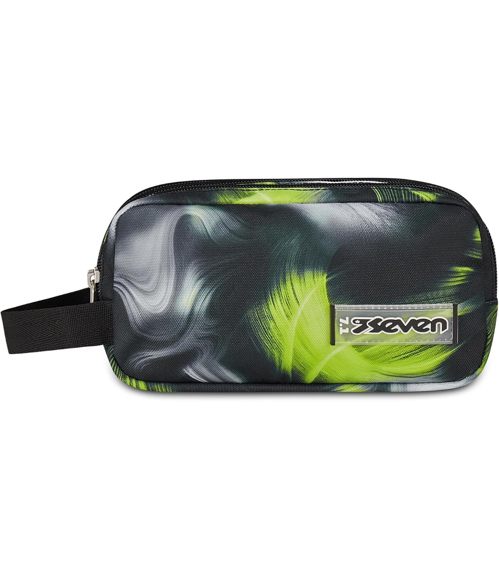 Seven Portapenne Scuola FREETHINK, Nero, Verde, Astuccio Triplo Scomparto, 3 zip, Spazioso, Accessori Zaino, Scuola media e superiore