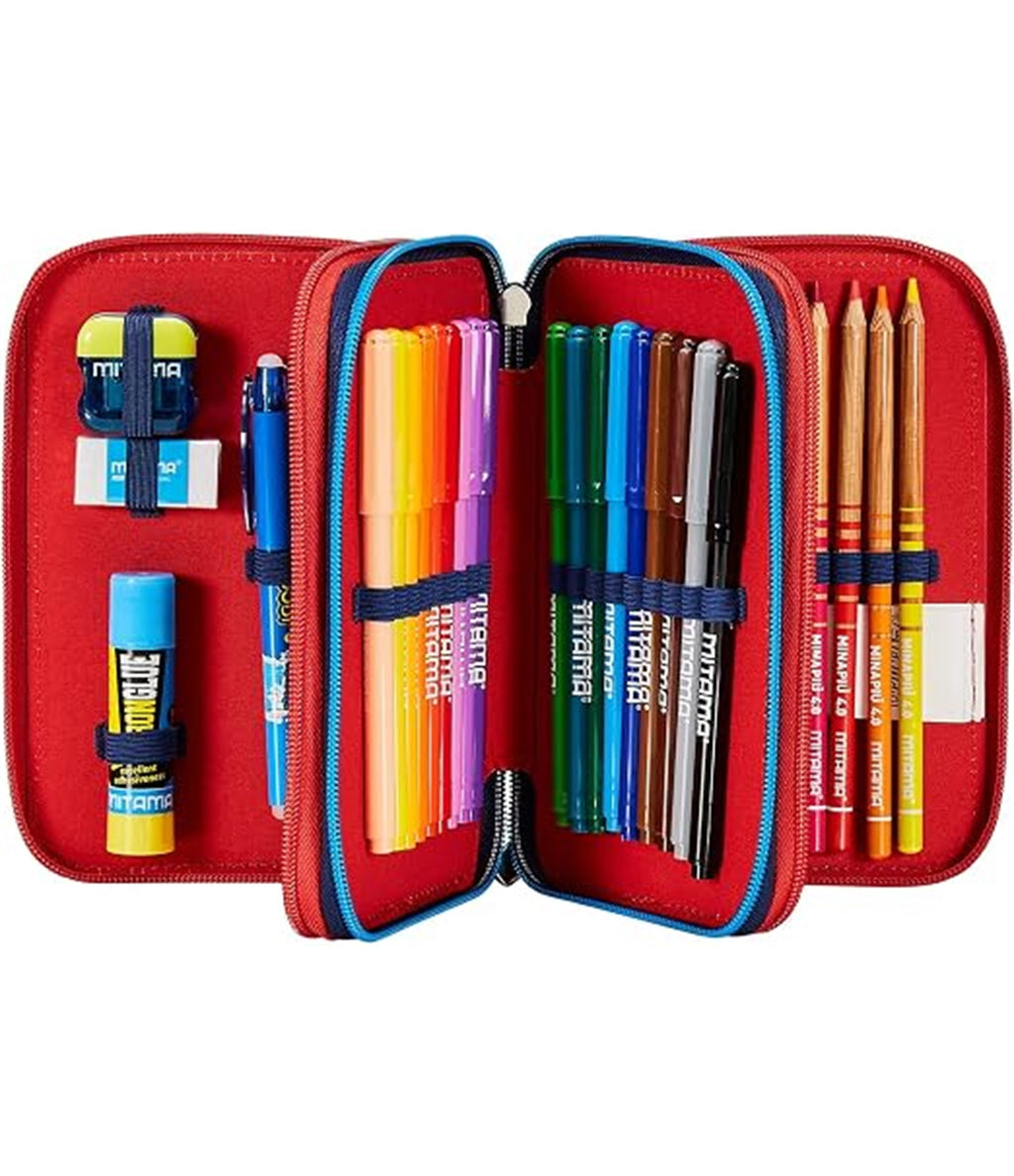 Seven Astuccio Scuola 3 Scomparti, Disney - CAPTAIN AMERICA - LEGENDAY AVANGE, Blu Rosso - Portapenne Multi Scomparto Con Matite, Penne e Colori