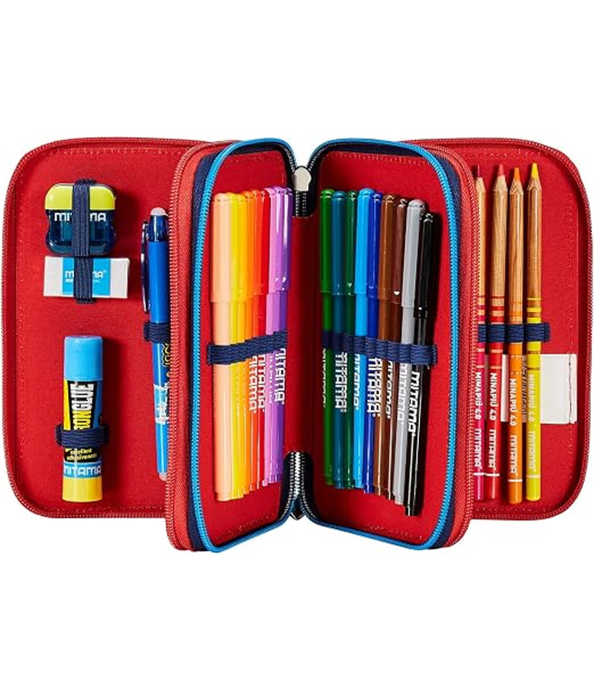 Seven Astuccio Scuola 3 Scomparti, Disney - CAPTAIN AMERICA - LEGENDAY AVANGE, Blu Rosso - Portapenne Multi Scomparto Con Matite, Penne e Colori