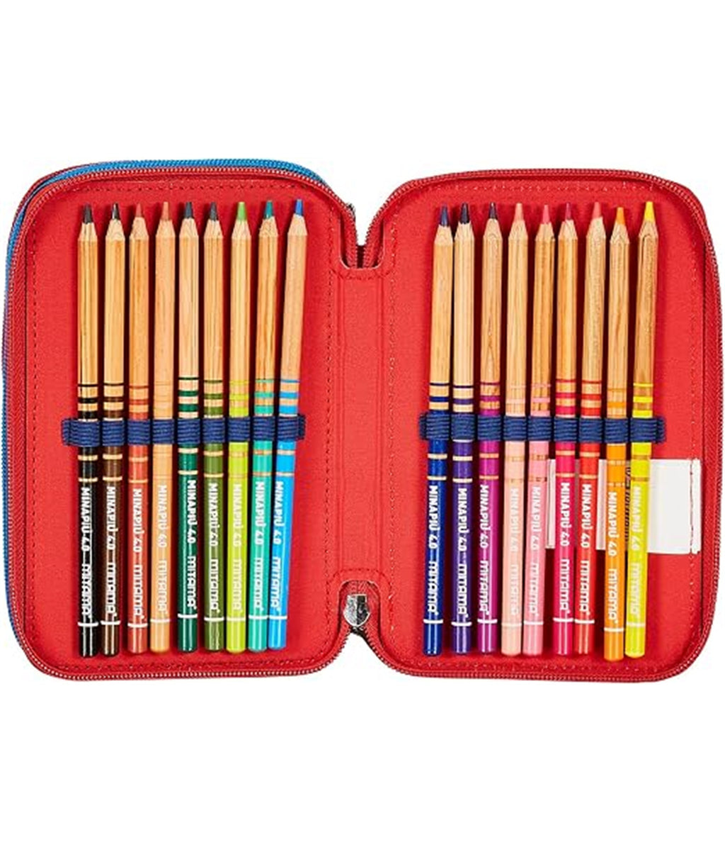 Seven Astuccio Scuola 3 Scomparti, Disney - CAPTAIN AMERICA - LEGENDAY AVANGE, Blu Rosso - Portapenne Multi Scomparto Con Matite, Penne e Colori