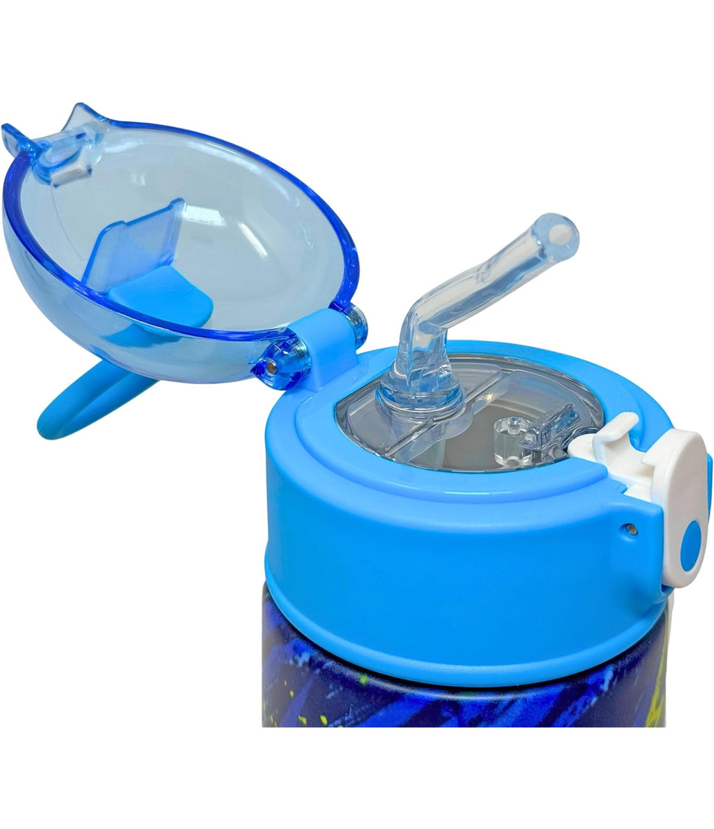 Borraccia Termica Con Cannuccia Bambini 460ml, Per Seven Sj Fan, Tema Animali, Acciaio Inox, Senza BPA, Bottiglia Acqua, Scuola e Tempo Libero (Drago Robot)