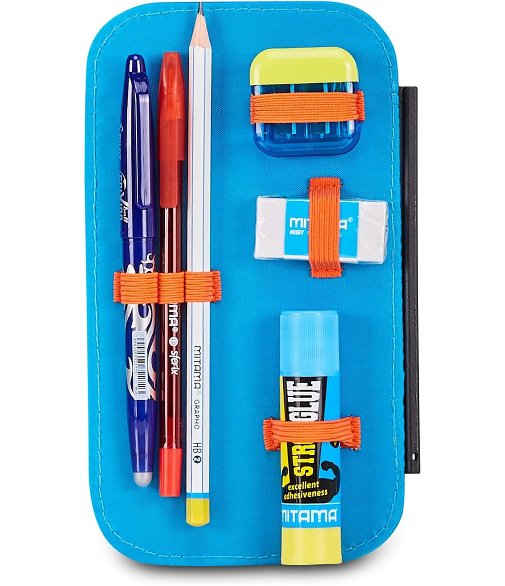 SJ GANG STYLE JAM GANG Astuccio Scuola Speed Case SPACE RIDE, Celeste, Portapenne Monoscomparto con Planche Amovibili, Attrezzato, 44 pezzi, Accessori Zaino, Scuola elementare