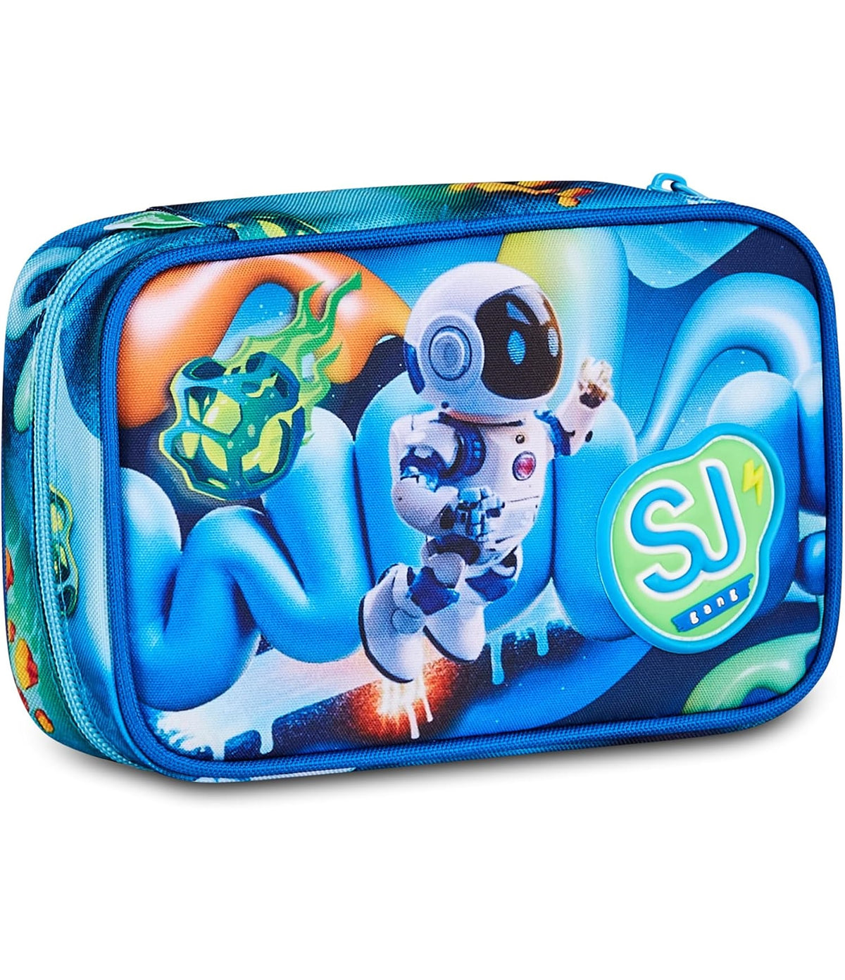 SJ GANG STYLE JAM GANG Astuccio Scuola Speed Case SPACE RIDE, Celeste, Portapenne Monoscomparto con Planche Amovibili, Attrezzato, 44 pezzi, Accessori Zaino, Scuola elementare