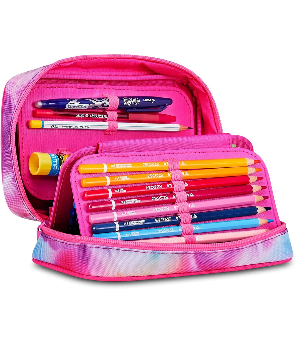 SJ GANG STYLE JAM GANG Astuccio Scuola Speed Case JOYFUL PINS GIRL, Rosa, Portapenne Monoscomparto con Planche Amovibili, Attrezzato, 44 pezzi, Accessori Zaino, Scuola elementare