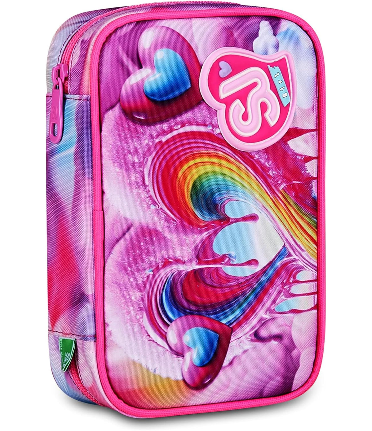 SJ GANG STYLE JAM GANG Astuccio Scuola Speed Case JOYFUL PINS GIRL, Rosa, Portapenne Monoscomparto con Planche Amovibili, Attrezzato, 44 pezzi, Accessori Zaino, Scuola elementare