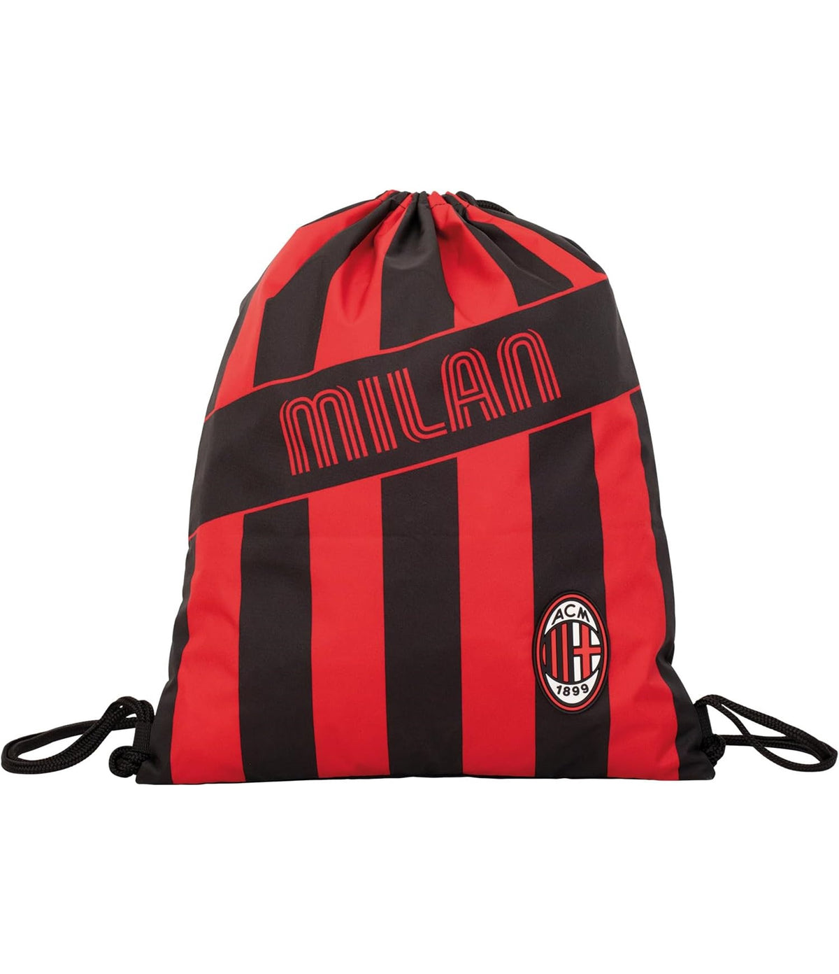 Seven - Sacca Zaino -A.C. MILAN Calcio, Nero Rosso - Zaino con Chiusura Coulisse - Sacca EASY BAG Sport - Zaino Sport