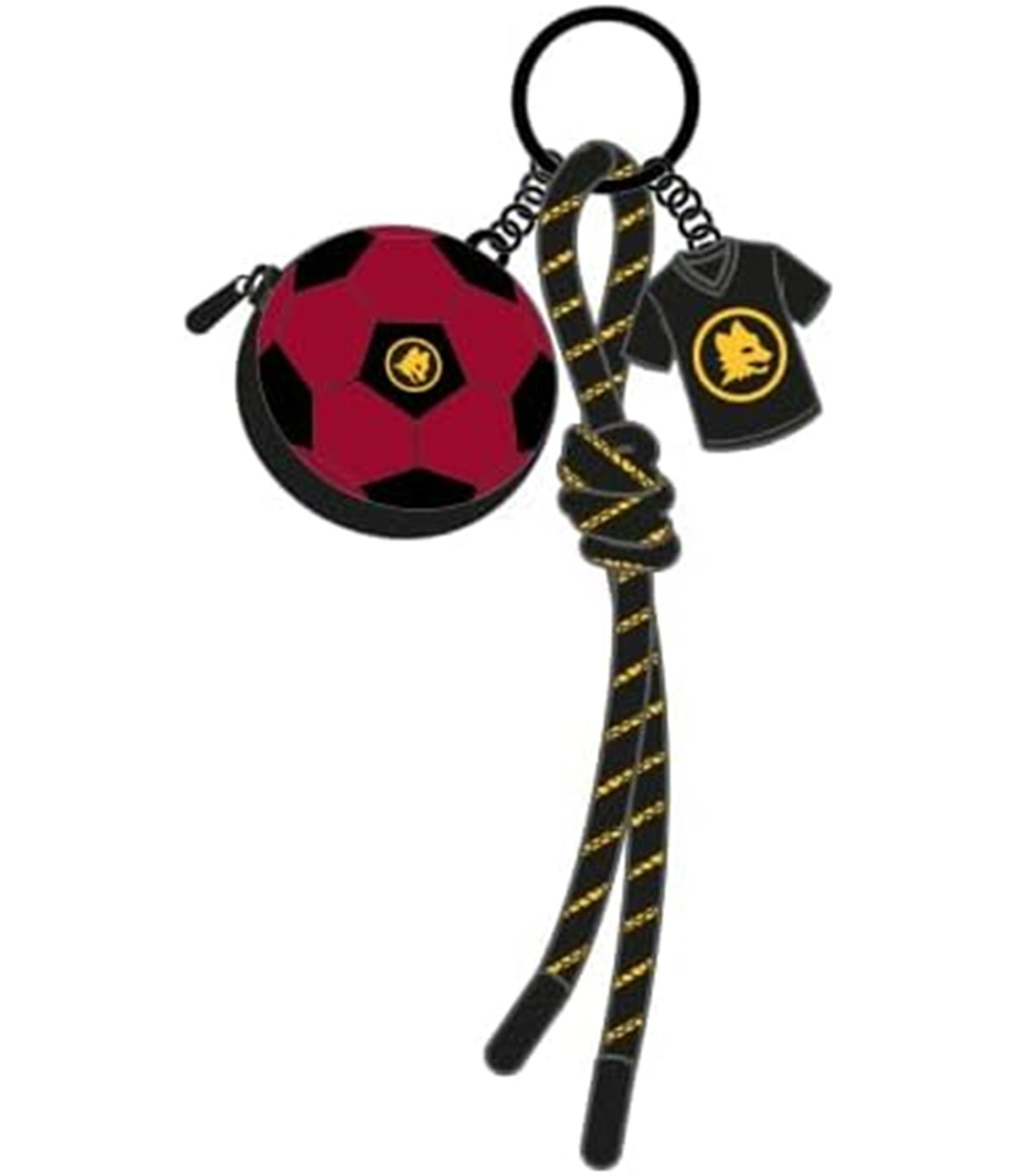 Seven Portamonete Roma a Forma di Pallone con Portachiavi e Chiusura con Zip, in Silicone, Charm in Gomma a Forma di Maglietta con Logo, Cordino Bicolore, Accessorio per Chiavi, Idea Regalo