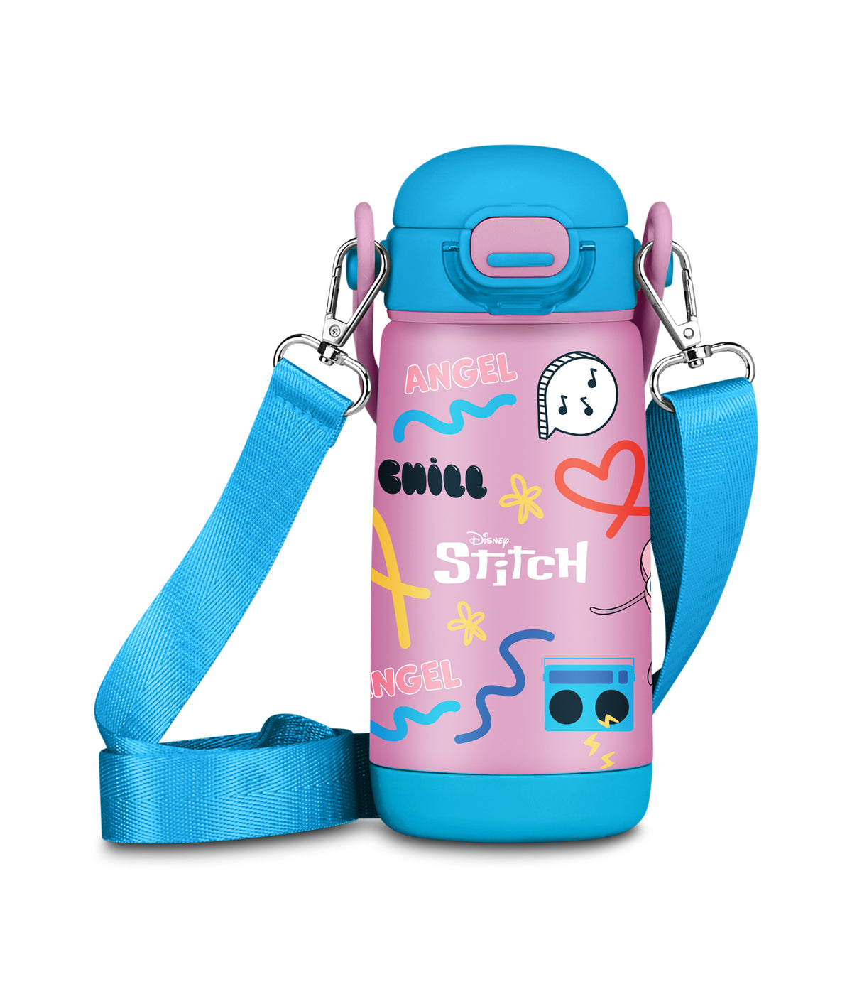 BORRACCIA TERMICA 400ML CON TRACOLLA ANGEL LILO & STITCH