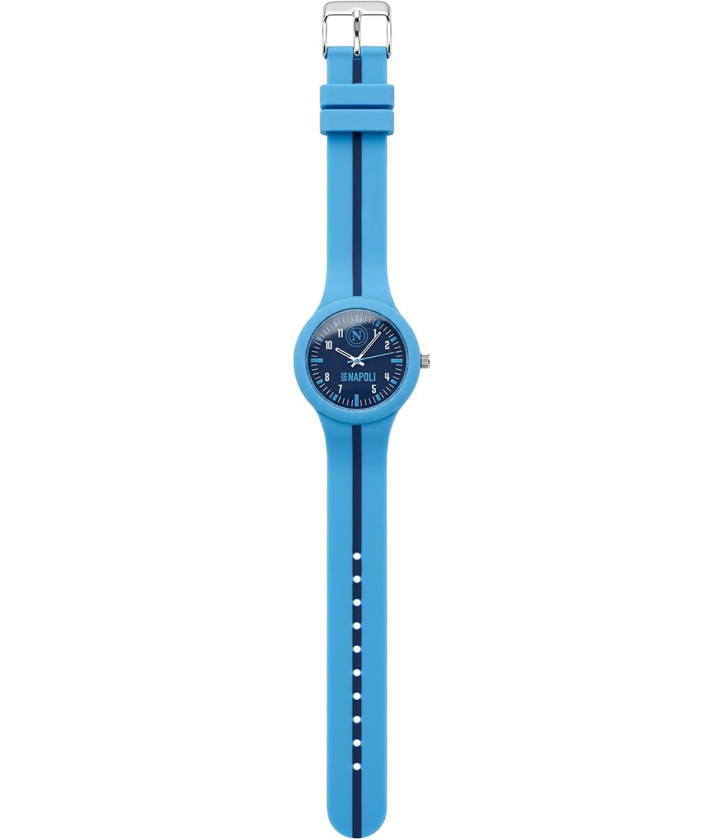 Seven Orologio Napoli da Polso Analogico al Quarzo, Azzurro con Cinturino in Silicone, Quadrante 33 mm