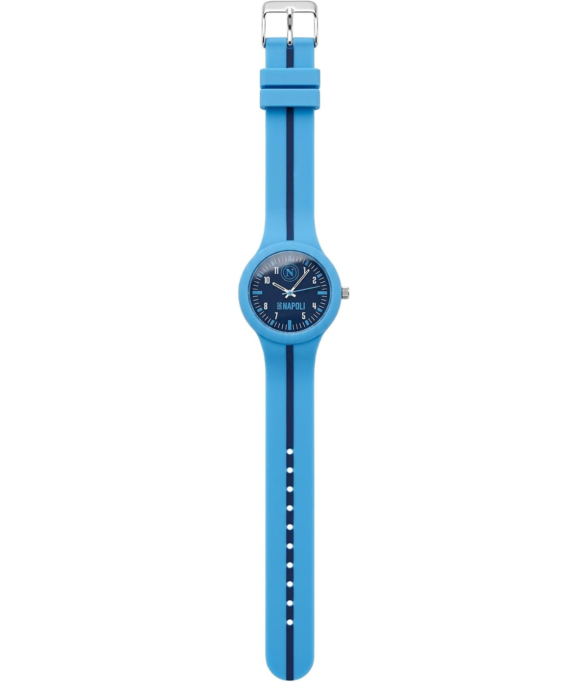 Seven Orologio Napoli da Polso Analogico al Quarzo, Azzurro con Cinturino in Silicone, Quadrante 33 mm