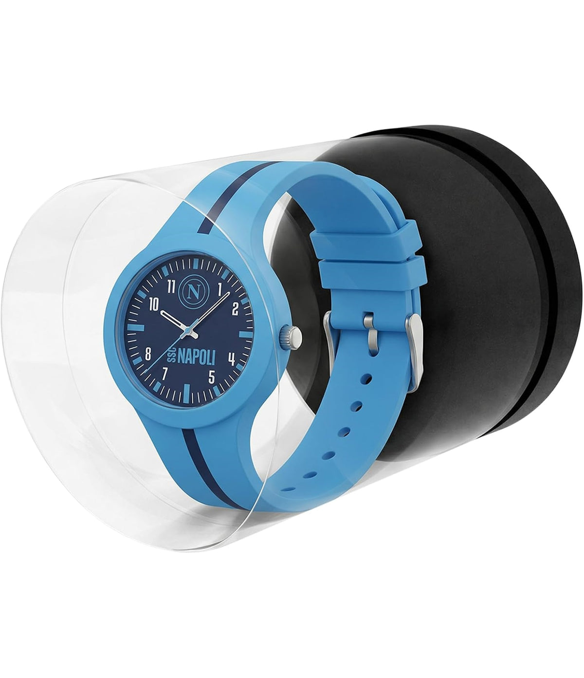 Seven Orologio Napoli da Polso Analogico al Quarzo, Azzurro con Cinturino in Silicone, Quadrante 33 mm