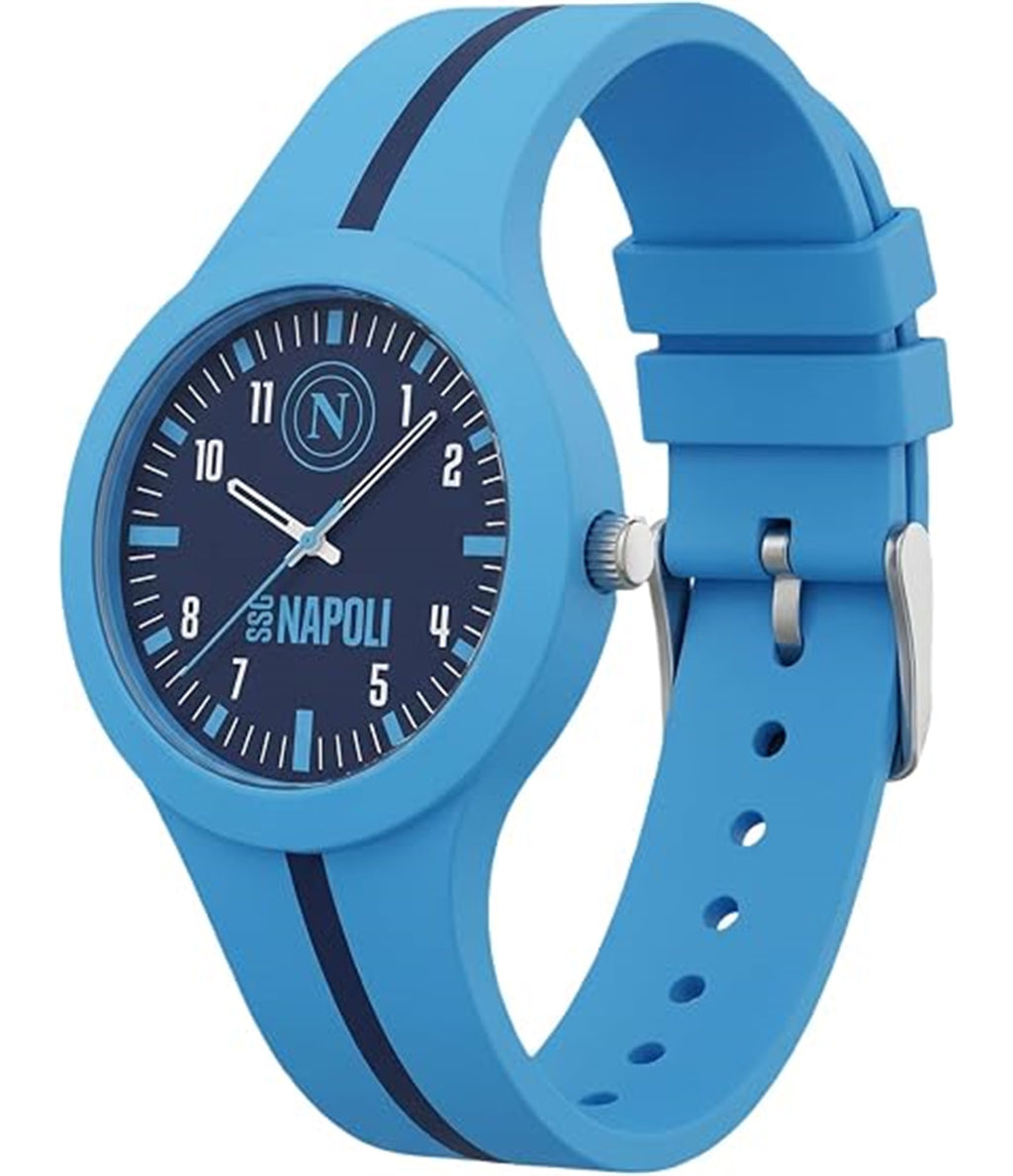 Seven Orologio Napoli da Polso Analogico al Quarzo, Azzurro con Cinturino in Silicone, Quadrante 33 mm