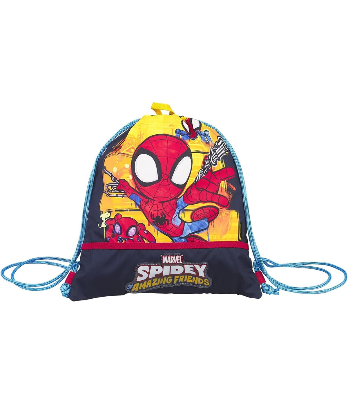 Marvel Sakky Bag Spidey And His Amazing Friends, Blu, Disney Junior, Sacchetta Con Foro Antisoffocamento, Scuola Materna & Tempo libero
