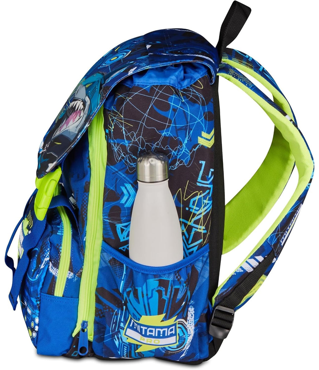 Mitama Zaino Estensibile 4 Zip, CYBERSHARK, Blu, Maxi Capienza, Tasca Porta Borraccia, Doppio Scomparto, Schienale Preformato