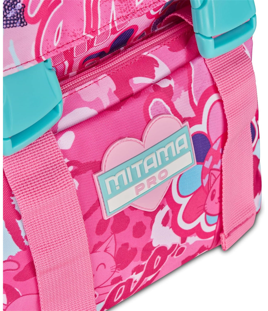 Mitama Zaino Estensibile 4 Zip, CUTIECAT, Rosa, Maxi Capienza, Tasca Porta Borraccia, Doppio Scomparto, Schienale Preformato