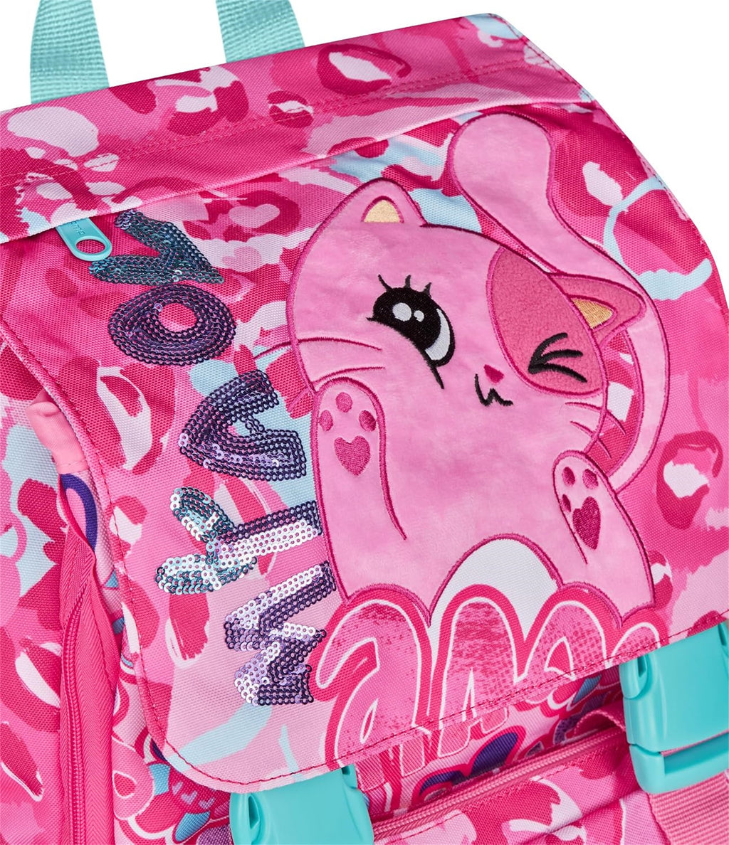 Mitama Zaino Estensibile 4 Zip, CUTIECAT, Rosa, Maxi Capienza, Tasca Porta Borraccia, Doppio Scomparto, Schienale Preformato