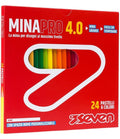 Seven Set Matite Colorate - Scatola da 24 pz - Confezione Pastelli Scuola, Ufficio - MINA 4.0 - Spazio Etichetta Nome